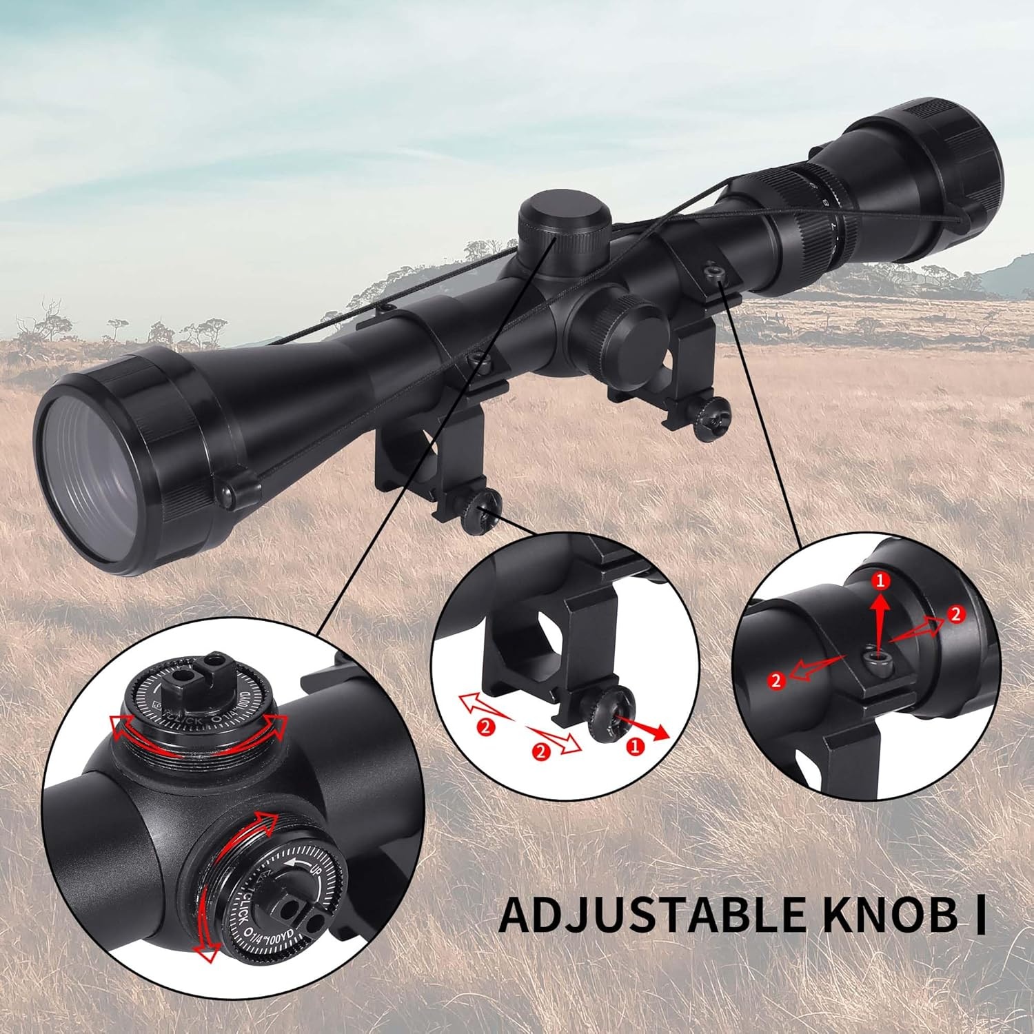 Goetland Richtkijkers 3-9x40 SFP Crosshair R4 met Montageringen voor Luchtbuks en Airsoft