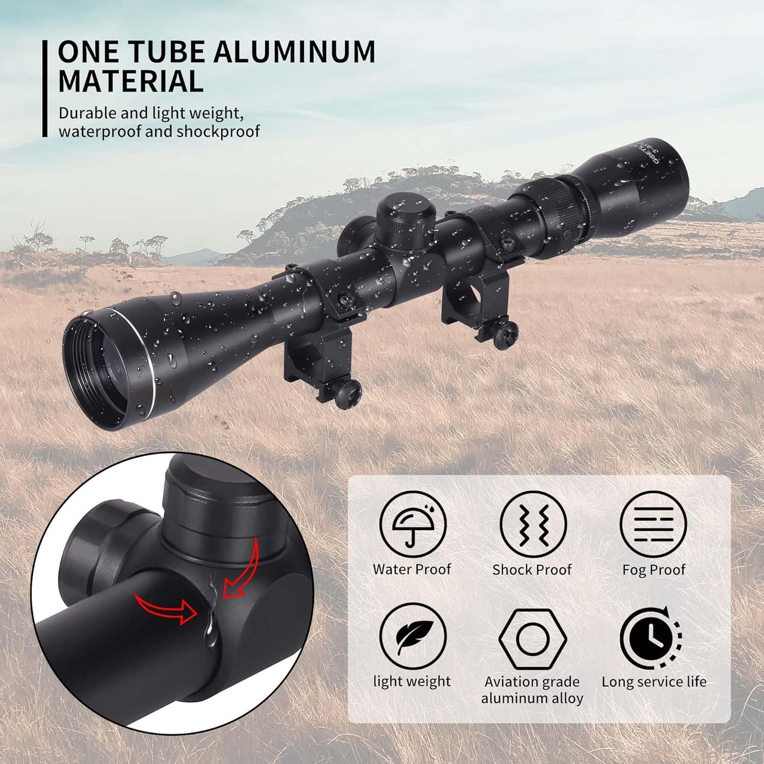 Goetland Richtkijkers 3-9x40 SFP Crosshair R4 met Montageringen voor Luchtbuks en Airsoft