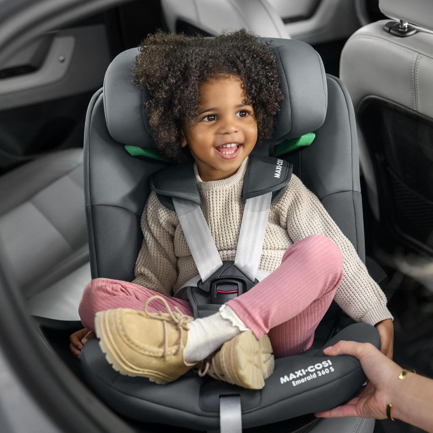 Maxi-Cosi Emerald 360 S i-Size, 360 draaibare autostoel, 0-12 j (40-150 cm), baby & peuter autostoel, 360° FlexiSpin-rotatie, 4 ligstanden, G-CELL-bescherming bij zijdelingse botsing, Tonal Black