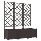 vidaXL Tuindruppel met Trellis 3 pcs Bruin 120 x 40 x 143 cm PP