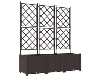 vidaXL Tuindruppel met Trellis 3 pcs Bruin 120 x 40 x 143 cm PP