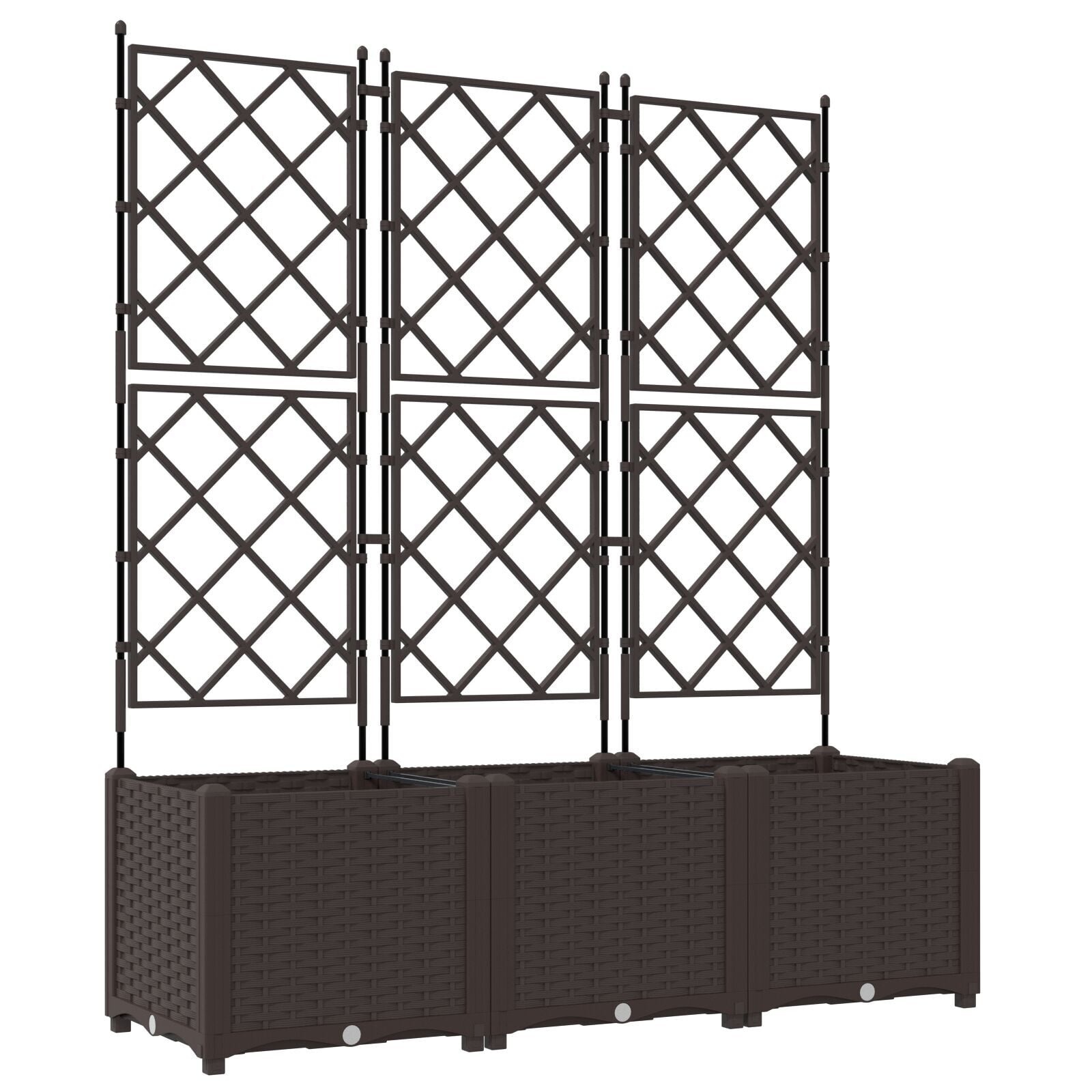 vidaXL Tuindruppel met Trellis 3 pcs Bruin 120 x 40 x 143 cm PP