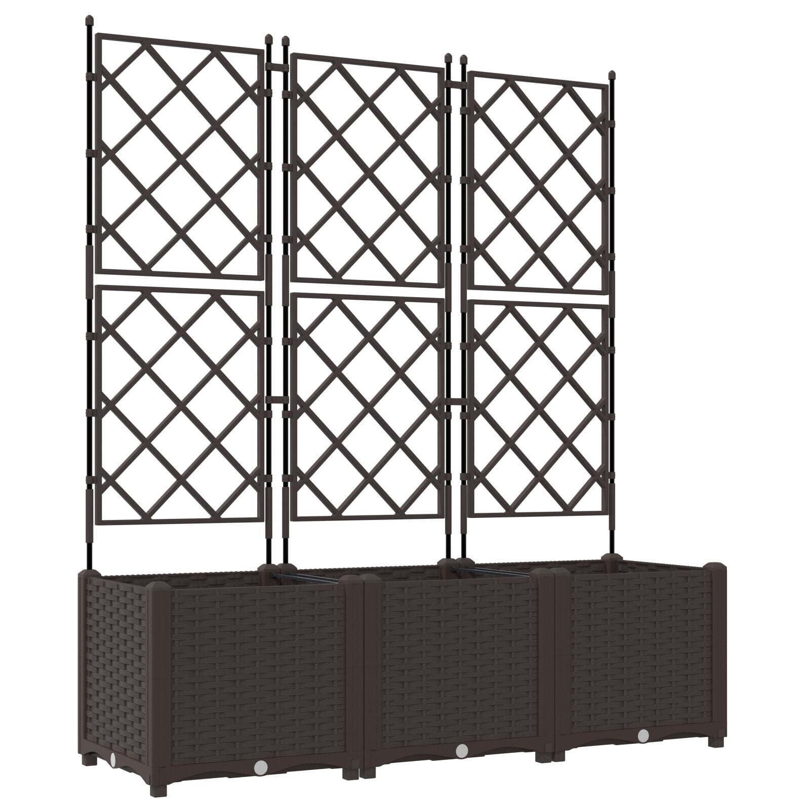 vidaXL Tuindruppel met Trellis 3 pcs Bruin 120 x 40 x 143 cm PP