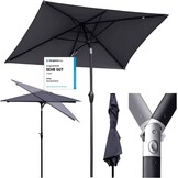 Sekey Aluminium tuinparasol, uv-bescherming 50+, rechthoekig, grijs, 210 × 140 cm, rechthoekige parasol, grijs., 210 × 140 cm, Rechthoekige parasol