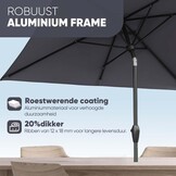 Sekey Aluminium tuinparasol, uv-bescherming 50+, rechthoekig, grijs, 210 × 140 cm, rechthoekige parasol, grijs., 210 × 140 cm, Rechthoekige parasol