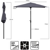 Sekey Aluminium tuinparasol, uv-bescherming 50+, rechthoekig, grijs, 210 × 140 cm, rechthoekige parasol, grijs., 210 × 140 cm, Rechthoekige parasol