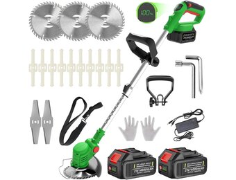 Draadloze Grasmaaier met 2x 21V 4.0Ah Accu's en 3 Bladen - 3-in-1 Telescopische Bosmaaier