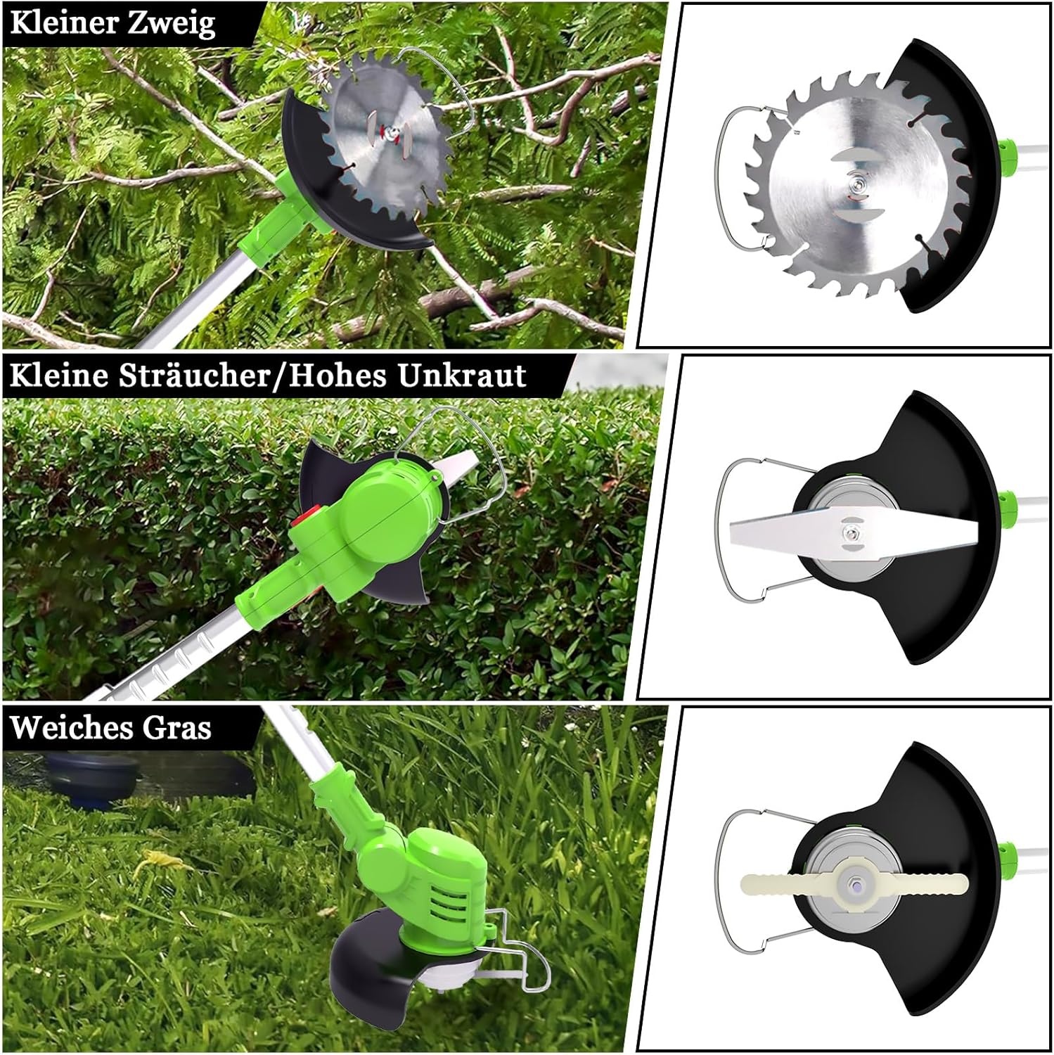 Draadloze Grasmaaier met 2x 21V 4.0Ah Accu's en 3 Bladen - 3-in-1 Telescopische Bosmaaier