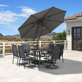 PURPLE LEAF Parasol 270 cm rond, zweefparasol met zwengel, kantelbare parasol, sterke uv-bescherming, voor balkon, tuin en terras, grijs