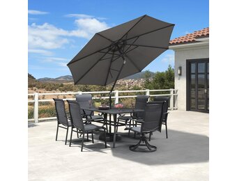 PURPLE LEAF Parasol 270 cm rond, zweefparasol met zwengel, kantelbare parasol, sterke uv-bescherming, voor balkon, tuin en terras, grijs