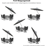 PURPLE LEAF Parasol 270 cm rond, zweefparasol met zwengel, kantelbare parasol, sterke uv-bescherming, voor balkon, tuin en terras, grijs