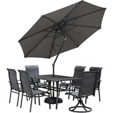 PURPLE LEAF Parasol 270 cm rond, zweefparasol met zwengel, kantelbare parasol, sterke uv-bescherming, voor balkon, tuin en terras, grijs