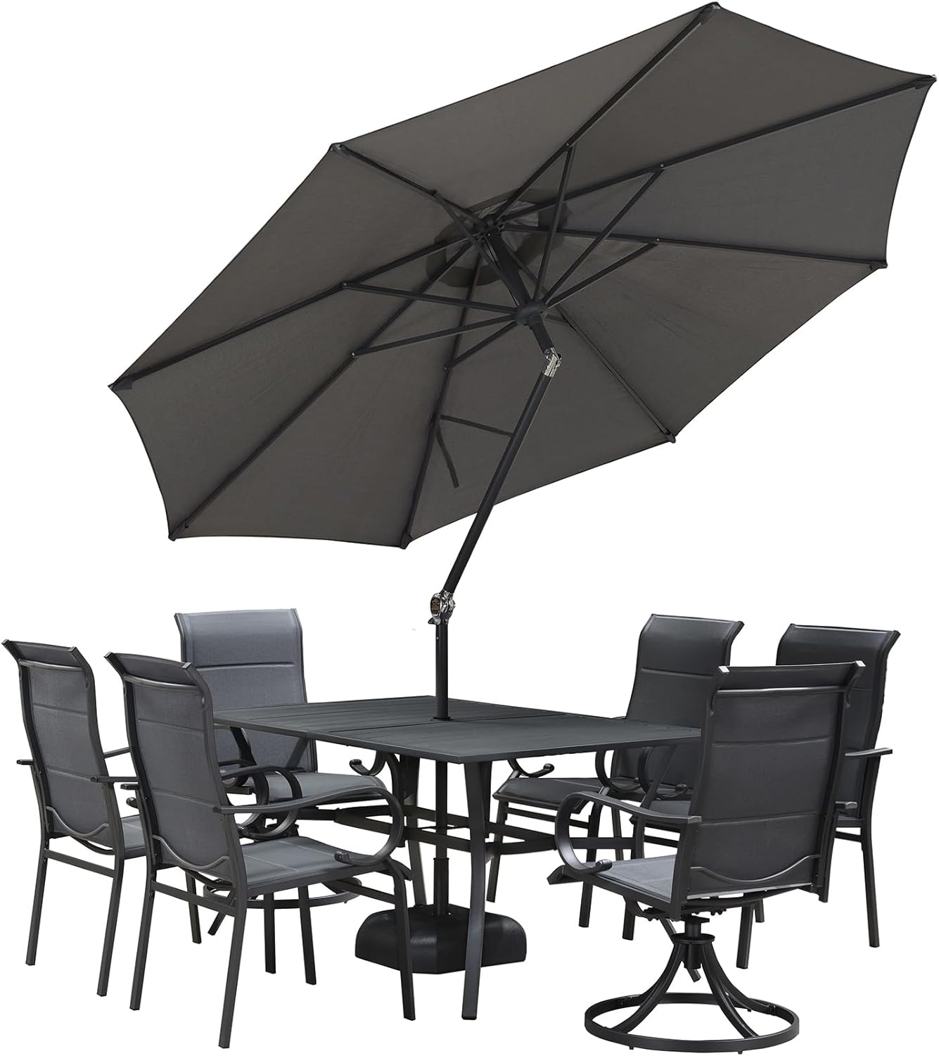 PURPLE LEAF Parasol 270 cm rond, zweefparasol met zwengel, kantelbare parasol, sterke uv-bescherming, voor balkon, tuin en terras, grijs