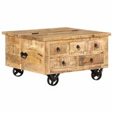 vidaXL Salontafel 70x70x40 cm ruw mangohout