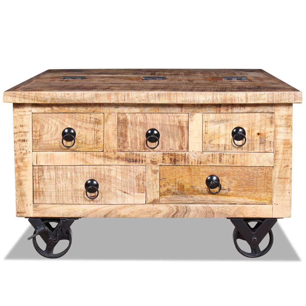 vidaXL Salontafel 70x70x40 cm ruw mangohout
