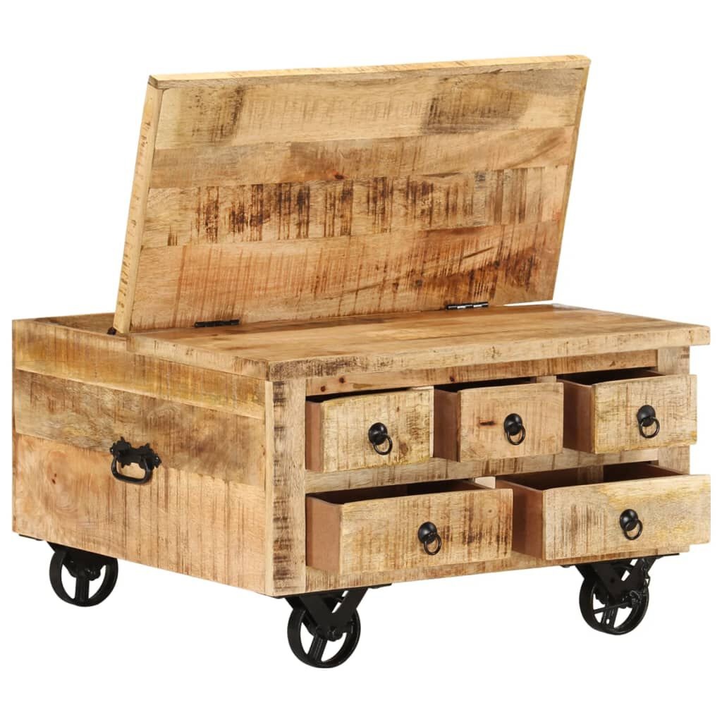 vidaXL Salontafel 70x70x40 cm ruw mangohout
