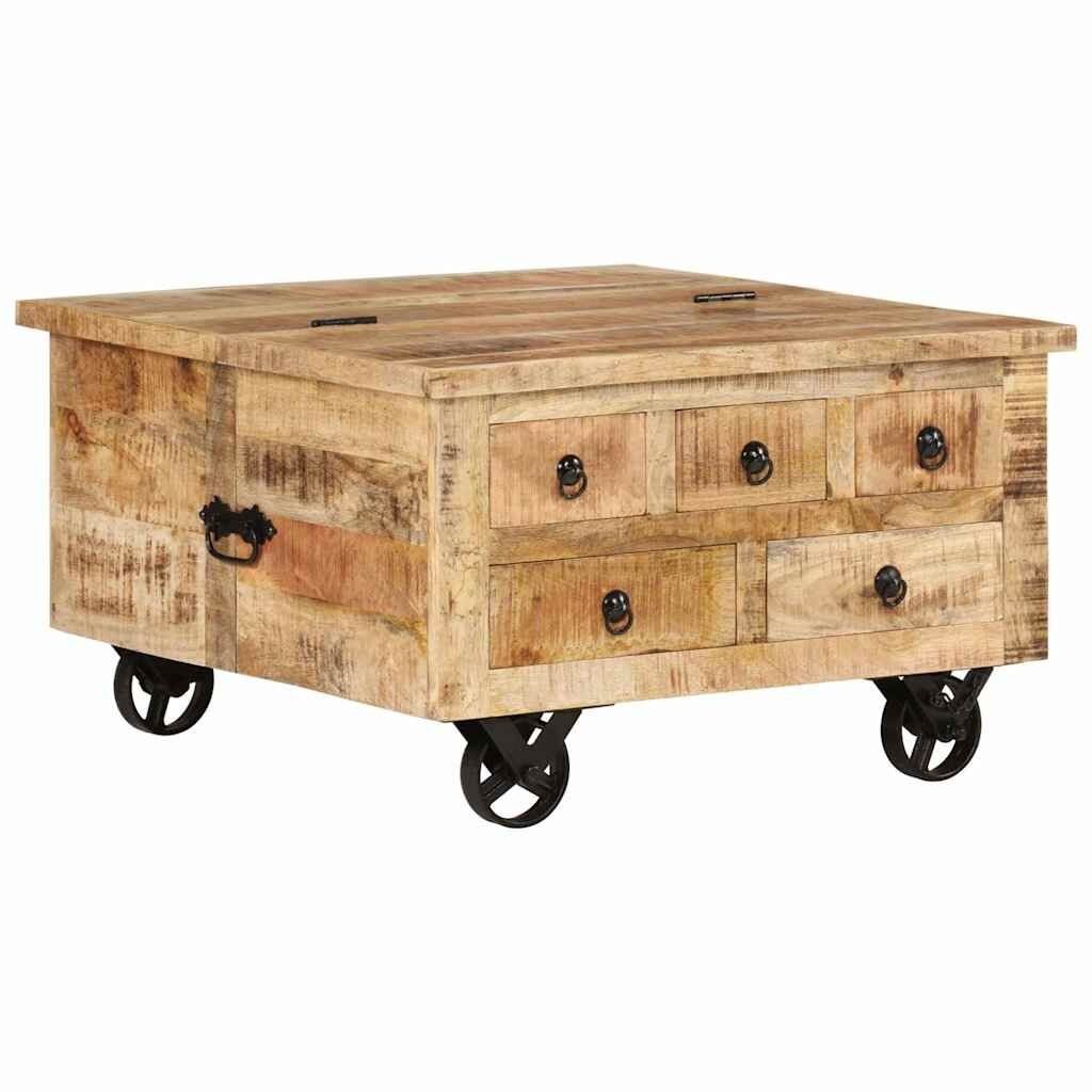 vidaXL Salontafel 70x70x40 cm ruw mangohout