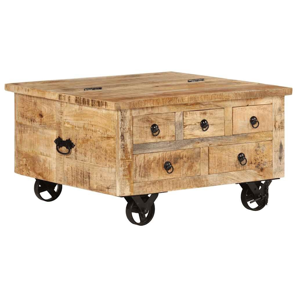 vidaXL Salontafel 70x70x40 cm ruw mangohout