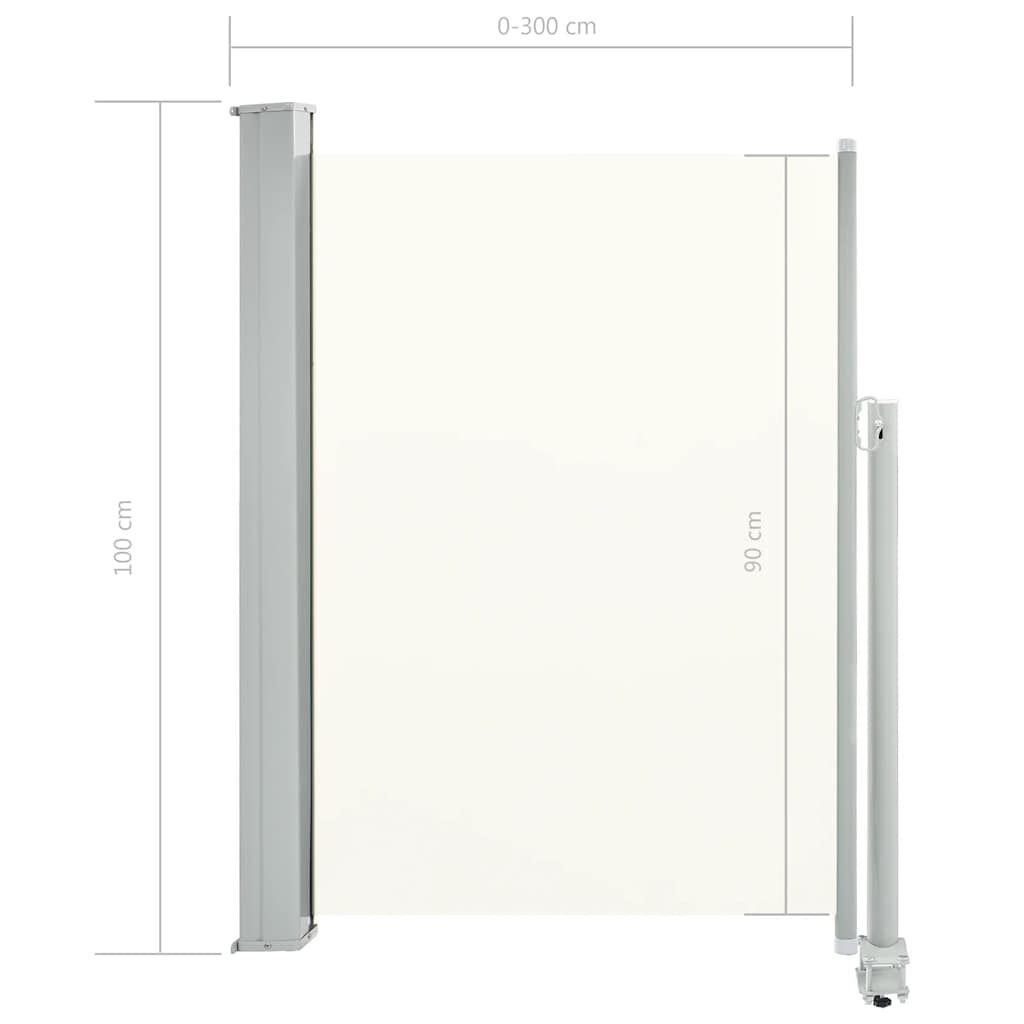 vidaXL Tuinscherm uittrekbaar 100x300 cm crèmekleurig