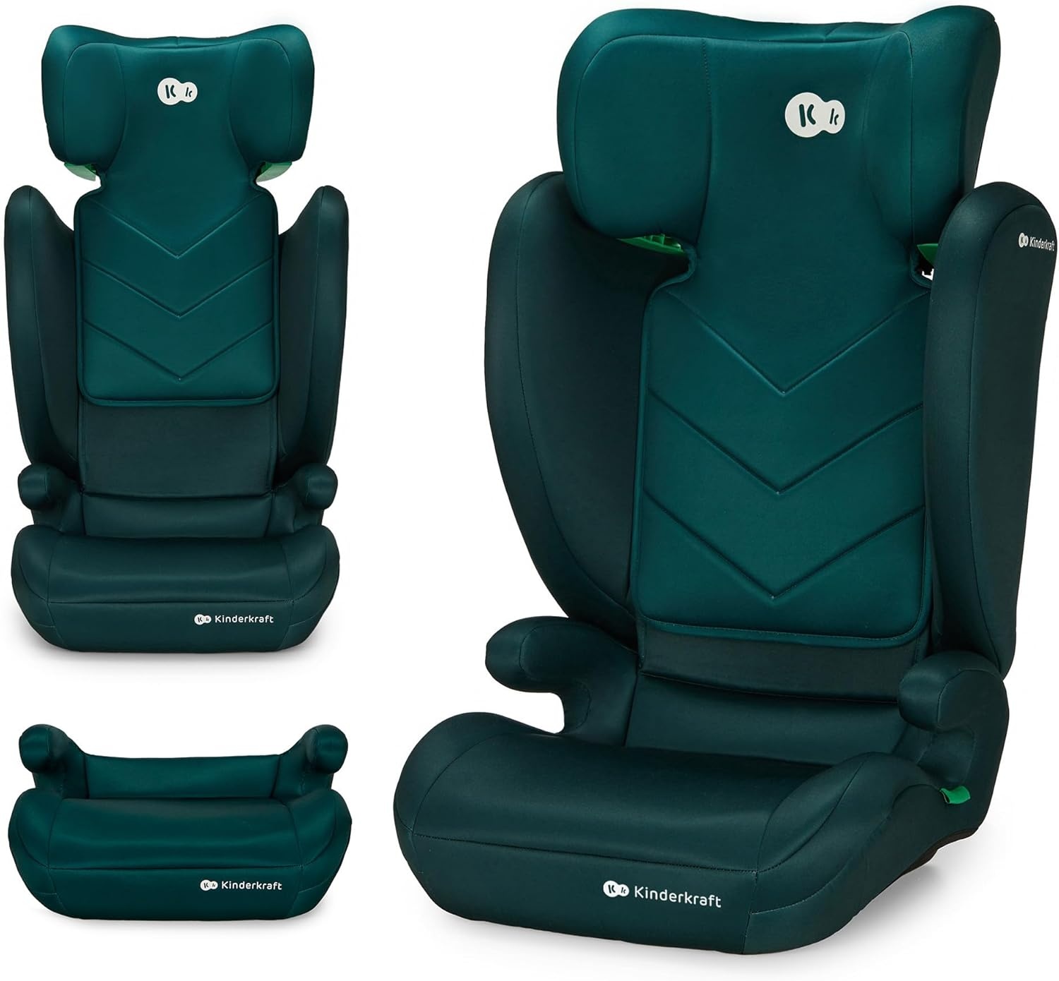 Kinderkraft I-SPARK Baby-autostoeltje i-Size Groep 2/3 100-150 cm, van 3,5 tot 12 jaar, 15 tot 36 kg, licht (4,5 kg), 3-puntsgordel, Zijbescherming, Groente