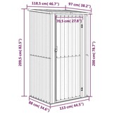 vidaXL Tuinschuur 118,5x97x209,5 cm gegalvaniseerd staal bruin