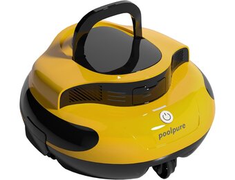 POOLPURE Zwembadrobot, 55 Wh-120 minuten reinigingstijd, dubbele motor, led-indicatoren, zelfparkeerfunctie, IPX8 waterdicht, draadloze zwembadstofzuiger accu, geel