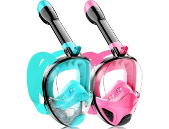 Seaview Snorkelmasker, volgelaatsmasker, 180 graden, duikmasker voor volwassenen en kinderen, anti-lek en anti-condens-snorkelset