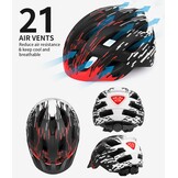 Fietshelm, lichtgewicht fietshelm met achterlicht en afneembaar vizier, 21 ventilatieopeningen fietshelm voor volwassenen, verstelbare maat 57-61
