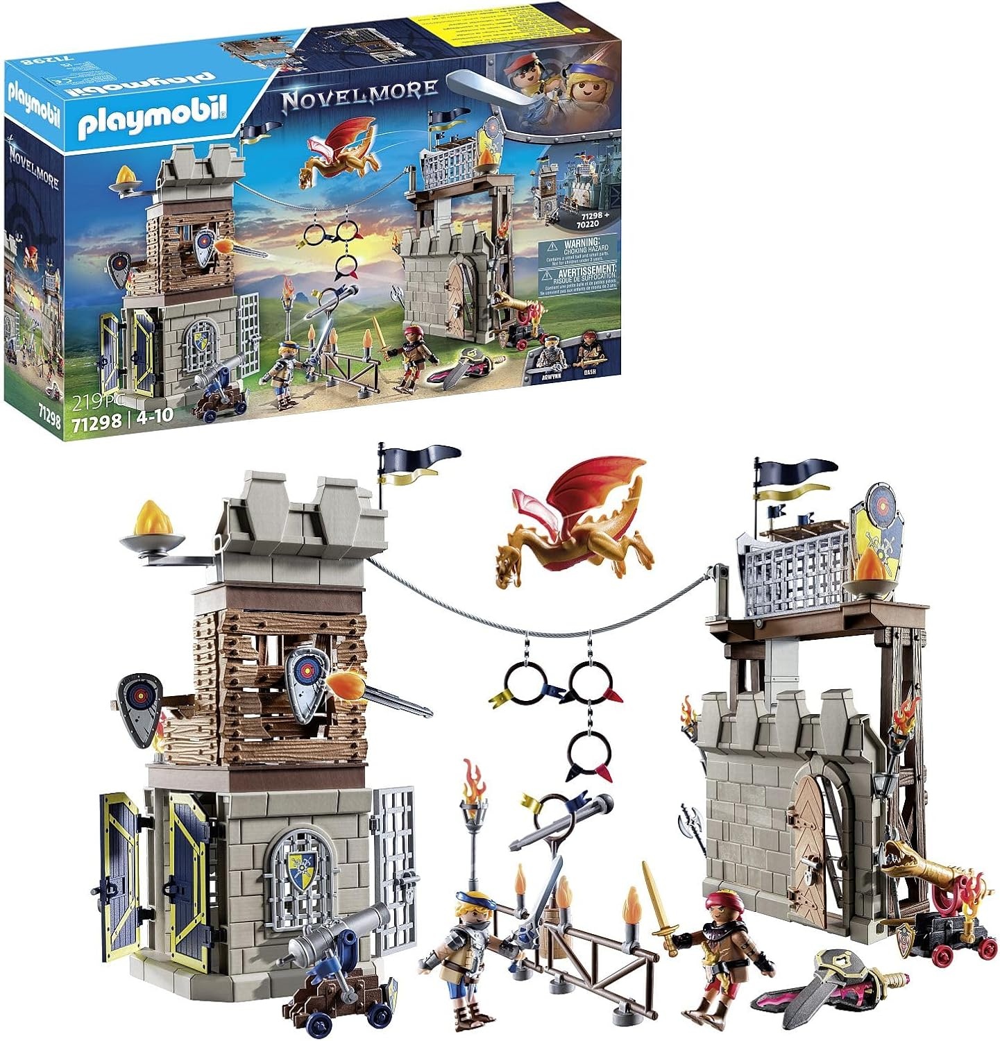 PLAYMOBIL Novelmore 71298 Novelmore vs. Burnham Raiders - Toernooi arena, episch gevecht tussen de Novelmore ridder Arwynn en Burnham Raider Dash, speelgoed voor kinderen vanaf 4 jaar