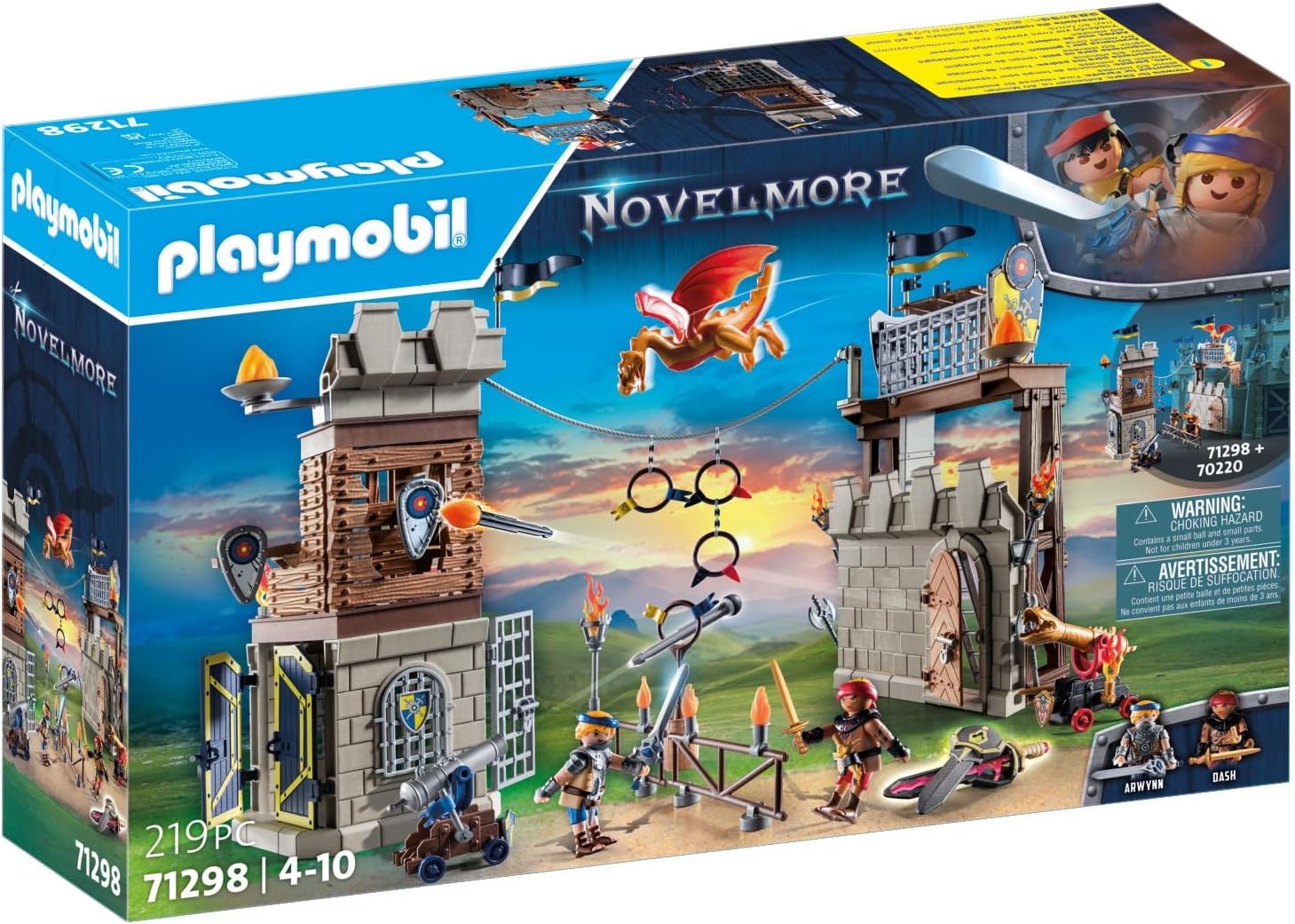 PLAYMOBIL Novelmore 71298 Novelmore vs. Burnham Raiders - Toernooi arena, episch gevecht tussen de Novelmore ridder Arwynn en Burnham Raider Dash, speelgoed voor kinderen vanaf 4 jaar