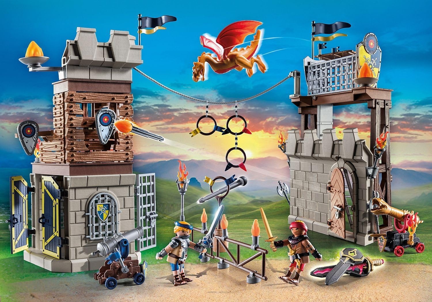 PLAYMOBIL Novelmore 71298 Novelmore vs. Burnham Raiders - Toernooi arena, episch gevecht tussen de Novelmore ridder Arwynn en Burnham Raider Dash, speelgoed voor kinderen vanaf 4 jaar