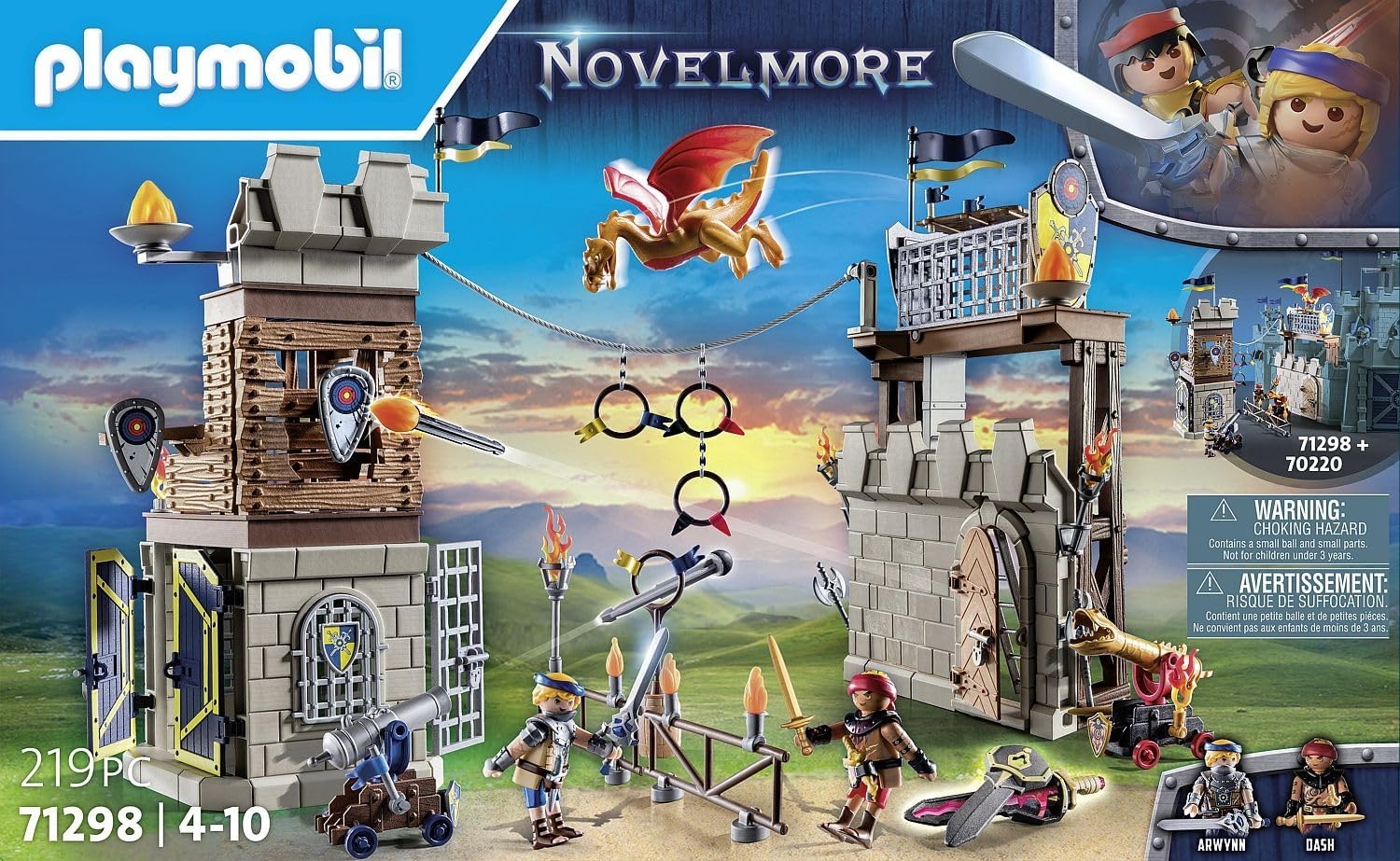 PLAYMOBIL Novelmore 71298 Novelmore vs. Burnham Raiders - Toernooi arena, episch gevecht tussen de Novelmore ridder Arwynn en Burnham Raider Dash, speelgoed voor kinderen vanaf 4 jaar
