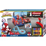 Carrera First Spidey Go Webs Go 20063050 Racebaanset, auto voor racebaan, racebanen en gelicentieerde slotcars, tot 2 spelers, voor kinderen vanaf 3 jaar en volwassenen