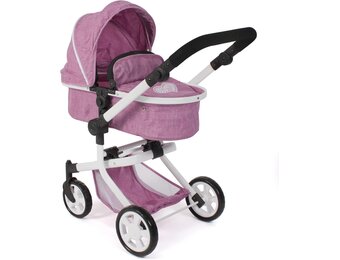 Bayer Chic 2000® 2in1 Puppenwagen Mika – Jeans Pink – faltbar – höhenverstellbarer Griff 47-80 cm – modernes Gestell – Puppen bis 52 cm – 4-8 J.