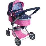 Bayer Chic 2000® 2in1 Puppenwagen Mika – Jeans Pink – faltbar – höhenverstellbarer Griff 47-80 cm – modernes Gestell – Puppen bis 52 cm – 4-8 J.