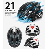 Tadpole Fietshelm voor Volwassenen met Achterlicht en Afneembaar Vizier - Zwart/Blauw - 57-61 cm