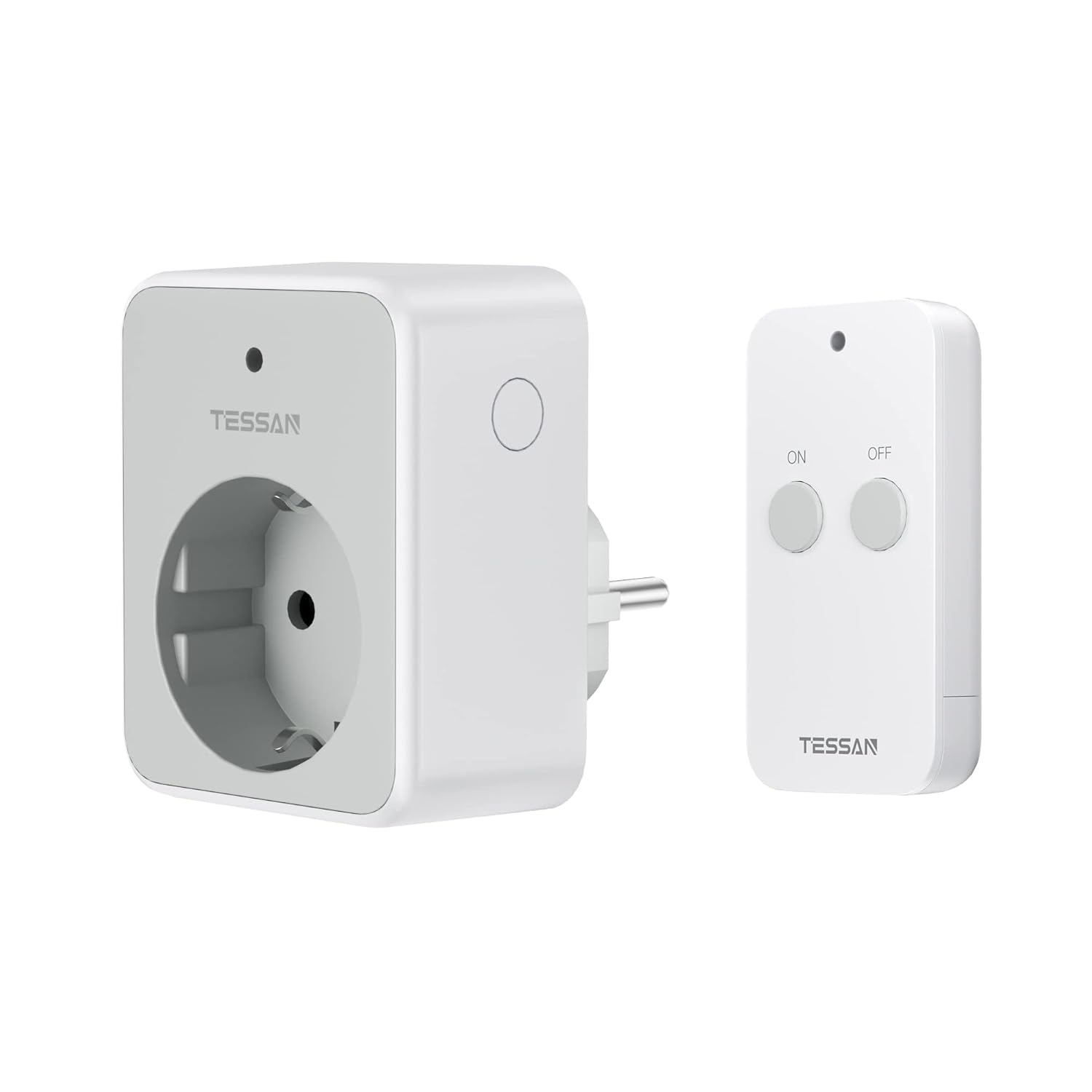 TESSAN Draadloos stopcontact met afstandsbediening, stopcontact met 30,5 m bereik, 3600 W binnen, schakelbaar met magnetisch, programmeerbaar