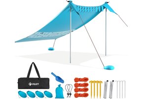 Blauwe Strandtent 2.4x2m met UPF50+ UV-Bescherming & Aluminium Palen - 30% Korting