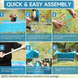 VILLEY Strandtent, Draagbare Zonnescherm Zonnedak Zonnenschuilplaats UPF50+, 2,4 m x 2 m, voor 1-3 Personen, met 2 Aluminium Palen en Opbergtas, Voor Strand, Camping, Blauw