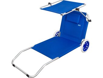 Aktive 2-in-1 Strandstoel en Transportwagen - Opvouwbaar - Blauw - 117 x 67 x 60 cm