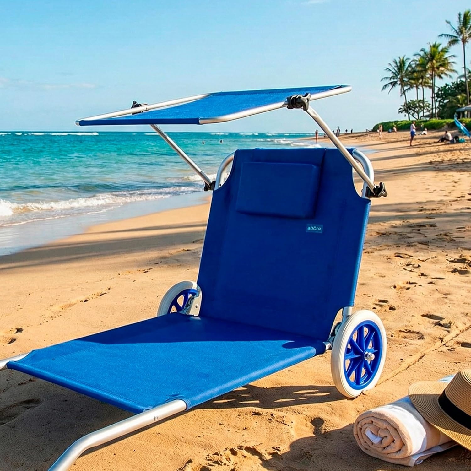 Aktive 2-in-1 Strandstoel en Transportwagen - Opvouwbaar - Blauw - 117 x 67 x 60 cm