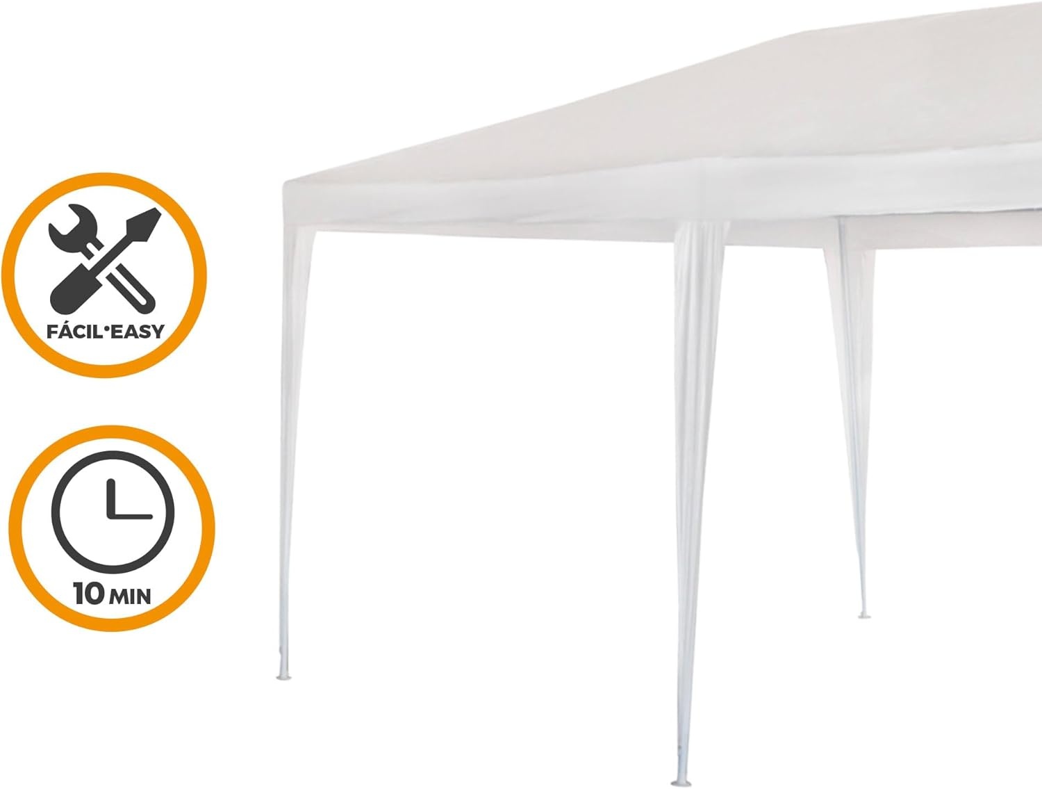 Aktive Garden 53992 paviljoen van kunststof, wit, 300 x 600 x 255 cm, met stalen buizen