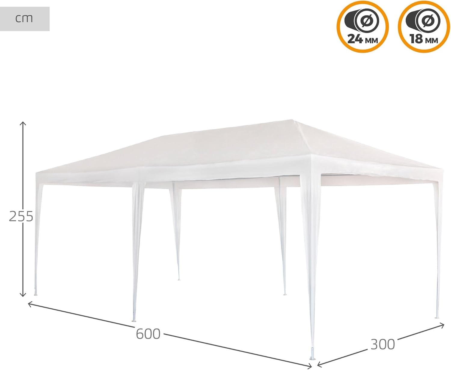 Aktive Garden 53992 paviljoen van kunststof, wit, 300 x 600 x 255 cm, met stalen buizen