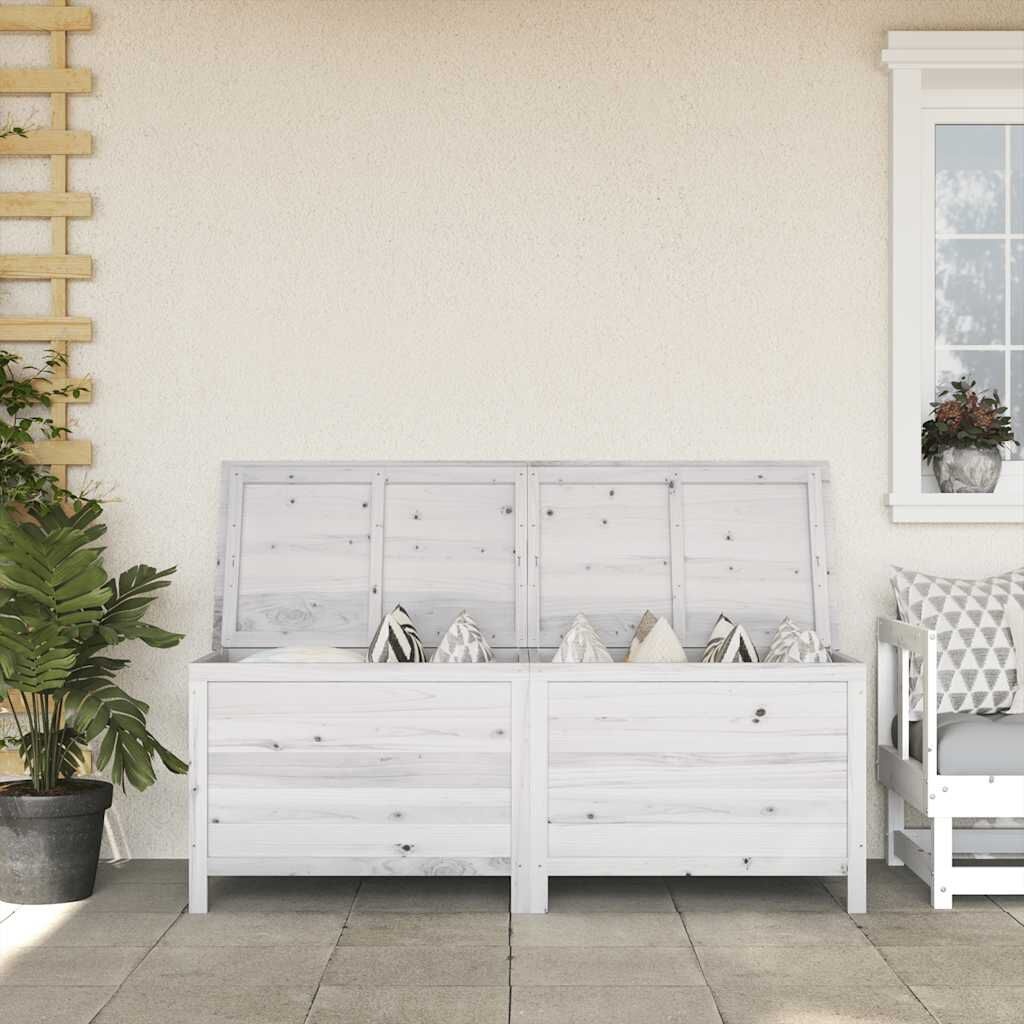 vidaXL Tuinbox 150x50x56,5 cm massief vurenhout wit