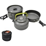 Kampeer Kookset 2-3 Pers. | 3-delig | Geanodiseerd Aluminium | 39% Korting