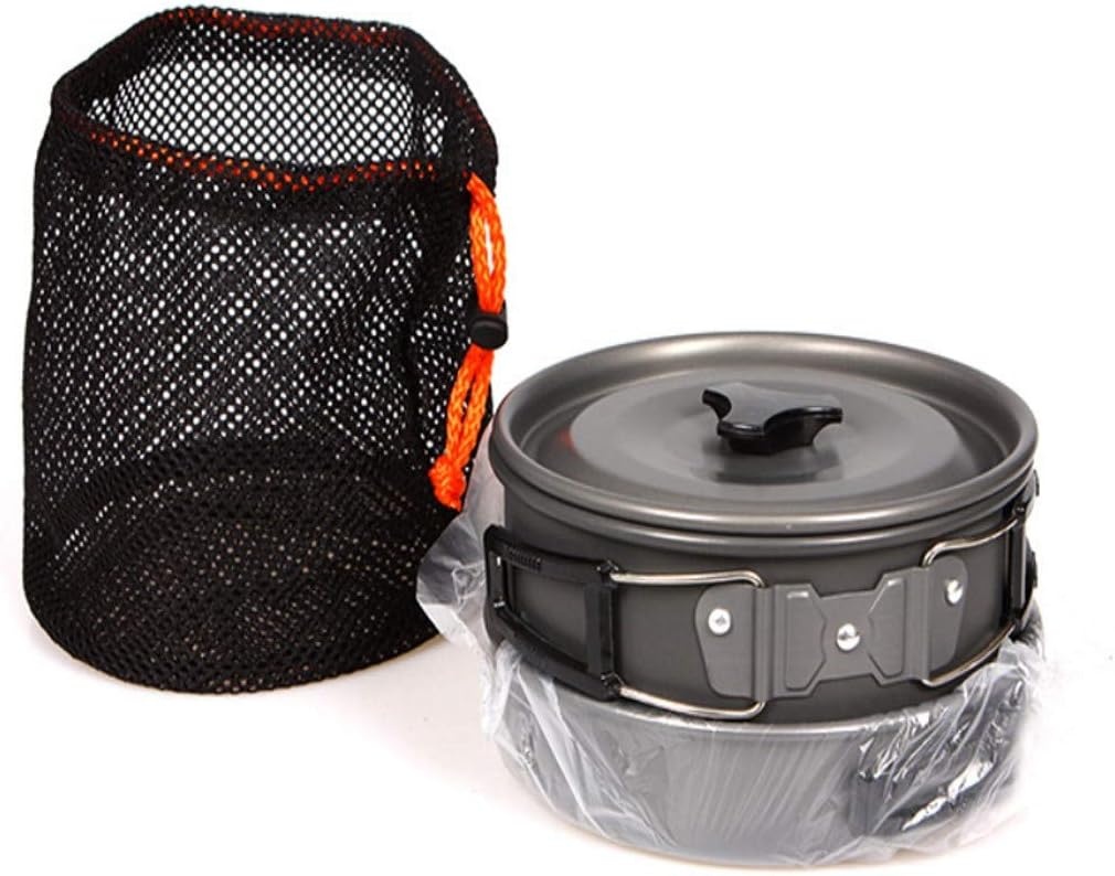 JZK camping kookgereiset, 2 - 3 personen, opvouwbare camping pannenset, steelpan, pan, theepot voor buiten, picknicken, kamperen en wandelvakanties