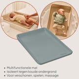 LIONELO Megs Aankleedkussen 70×49×7 cm – Waterdicht Antislip & Veilig, Zacht PU Schuim met Opstaande Randen, Veilig vanaf Geboorte, Vrij van Schadelijke Stoffen, Onderhoudsvriendelijk, Grijs