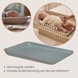 LIONELO Megs Aankleedkussen 70×49×7 cm – Waterdicht Antislip & Veilig, Zacht PU Schuim met Opstaande Randen, Veilig vanaf Geboorte, Vrij van Schadelijke Stoffen, Onderhoudsvriendelijk, Grijs
