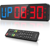 ANJANK Fitnesstimer, LED-wandklok, 38,1 cm, intervaltimer met stopwatch, countdown- en opwaarts, instelbare volume, afstandsbediening