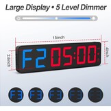 ANJANK Fitnesstimer, LED-wandklok, 38,1 cm, intervaltimer met stopwatch, countdown- en opwaarts, instelbare volume, afstandsbediening
